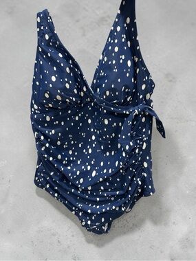 Kona Sol Navy & White Polka Dot One-Piece Swimsuit